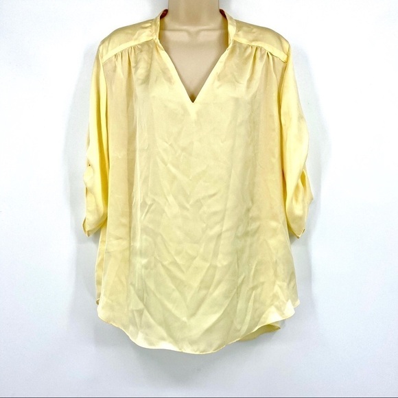 ABS Platinum yellow satin 3/4 sleeve blouse NWT! - Picture 1 of 9